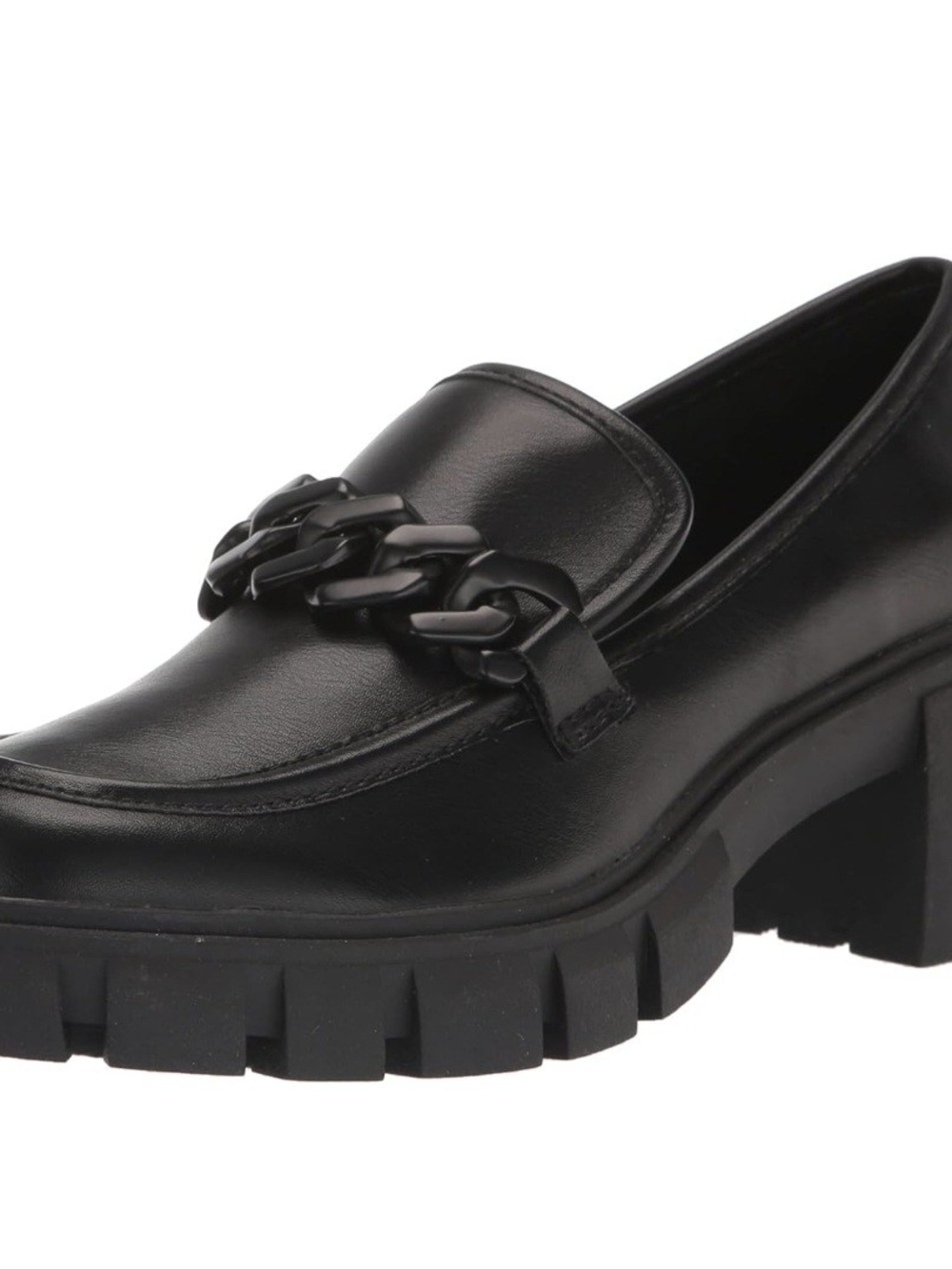 Madden Girl Black Lug Sole Chain Loafer